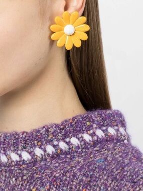 Moschino Gold-Tone Flower Earrings in yellow